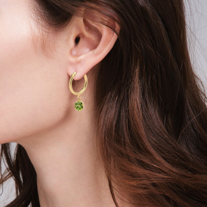 14K Gold-Filled Peridot Hoop Earrings – August Birthstone, 16th Anniversary Gift