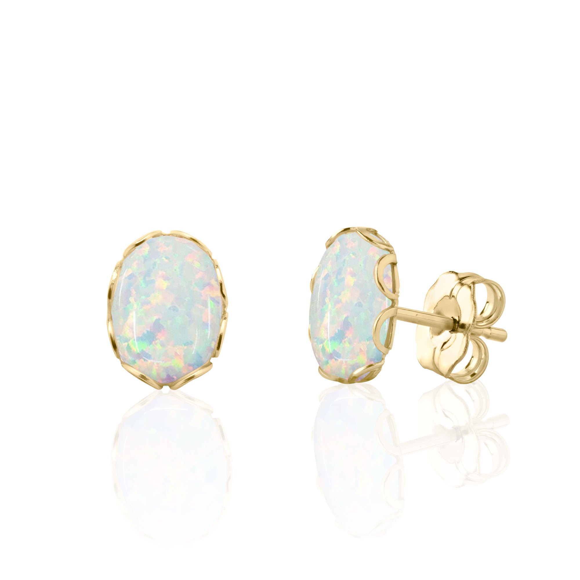 14k White Gold Genuine .65 Cttw Opal Stud Earrings – Exeter Jewelers