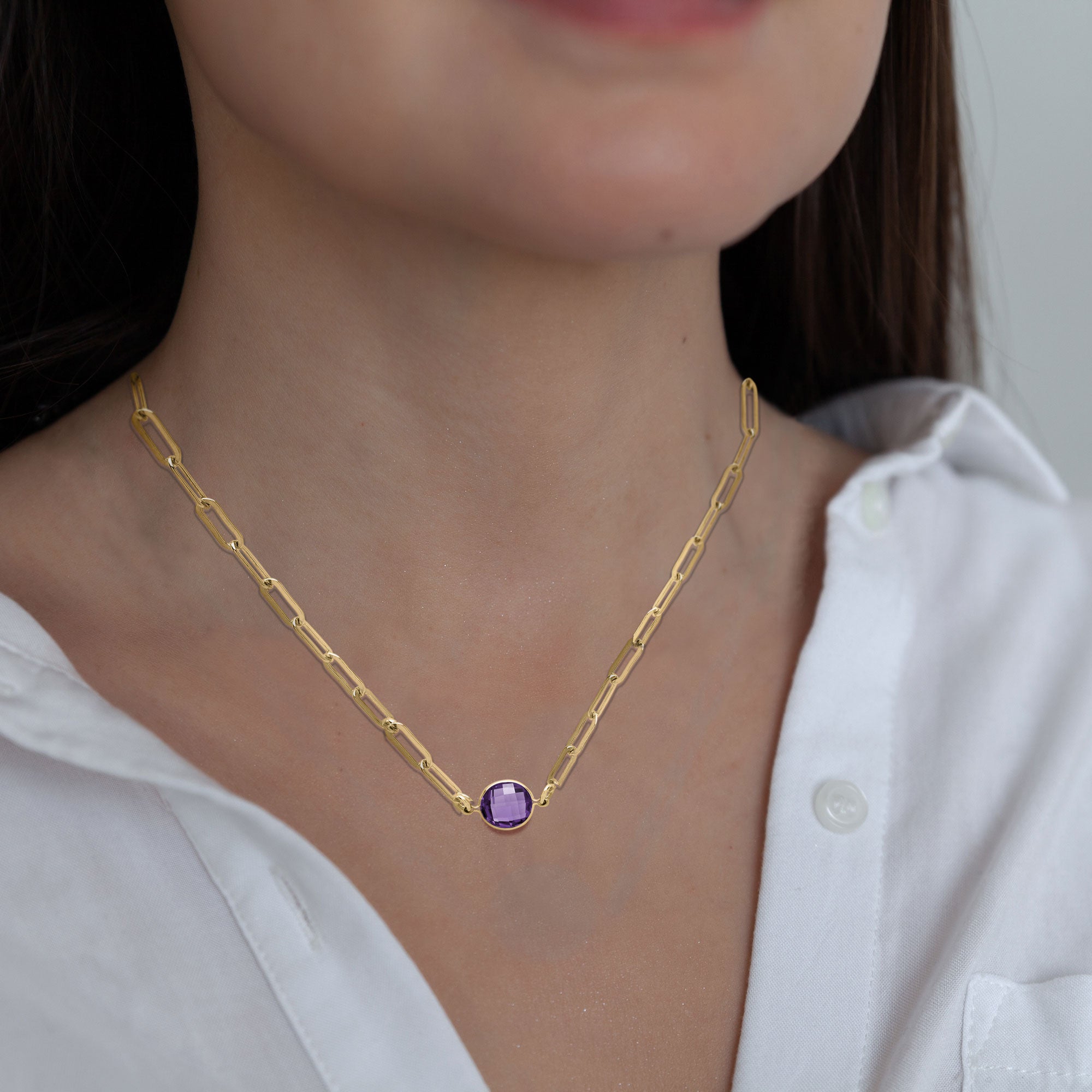 Small 14k Gold Paper Clip Chain Necklace – NicoleHD Jewelry