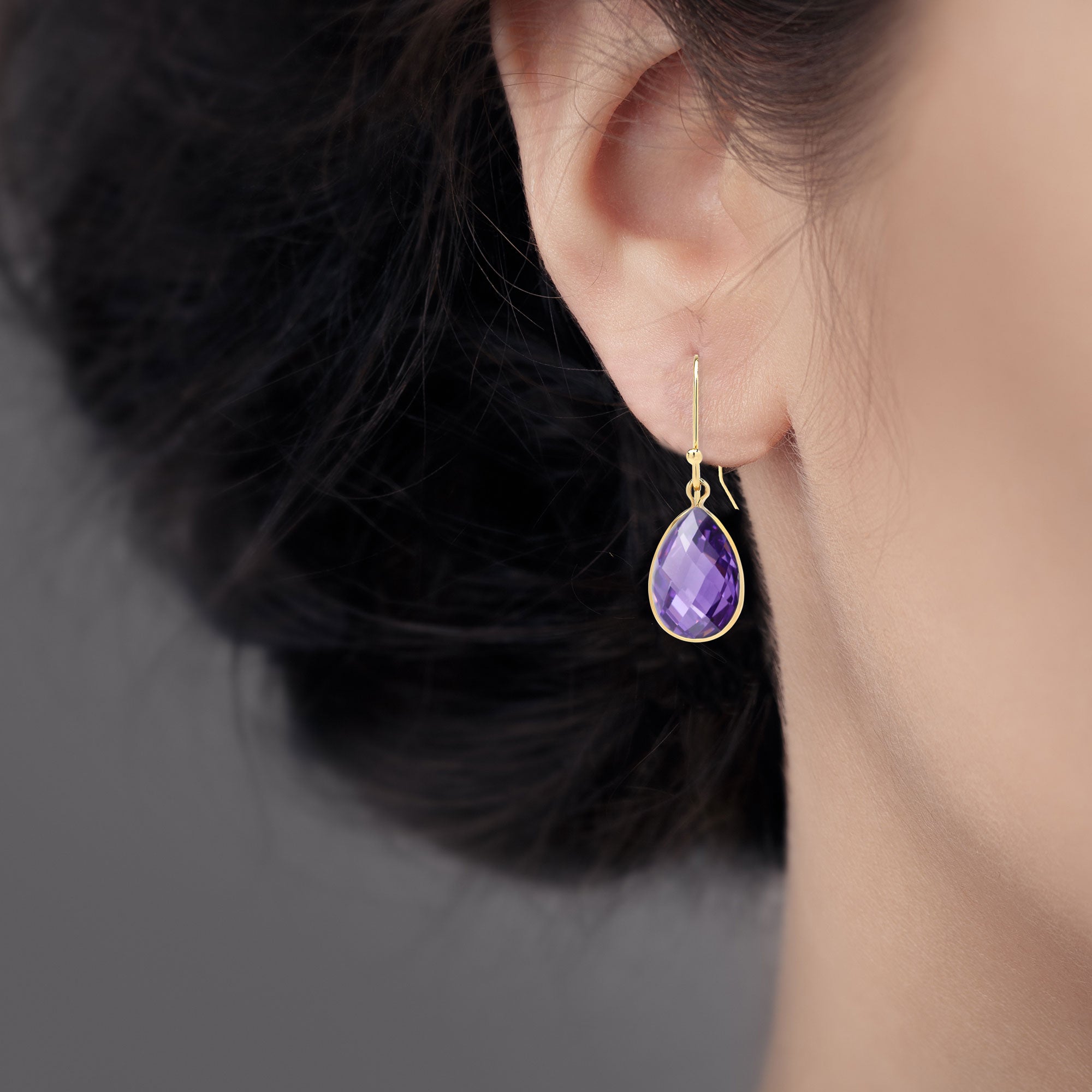 The Eva Earrings (Cushion Cut Amethyst Double Drop Earrings in Solid 1 |  Lisa Eldridge